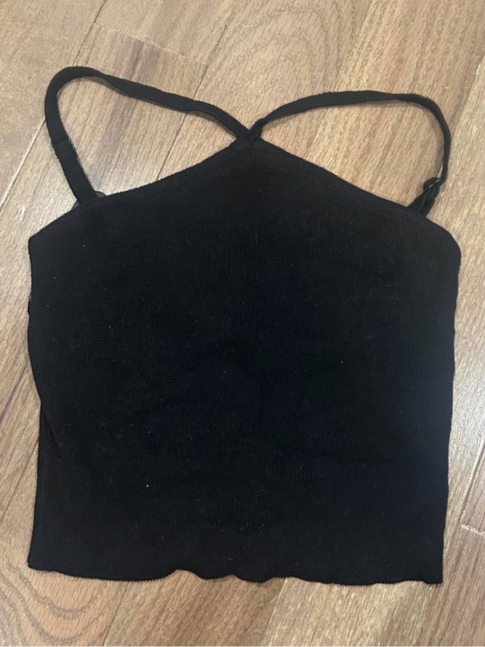 Forever 21 Black Ribbed Cropped Cami Top